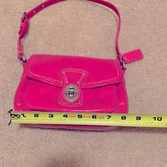 Coach Pink Patent Leather Turn Lock Penny Flap Bag - Picture 5 of 10